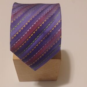 Stylish Purple Striped 100% Silk Tie